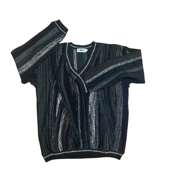 Lavane vintage v neck 3d knit textured sweater size XXL retro 90s Cosby  biggie - Picture 1 of 7